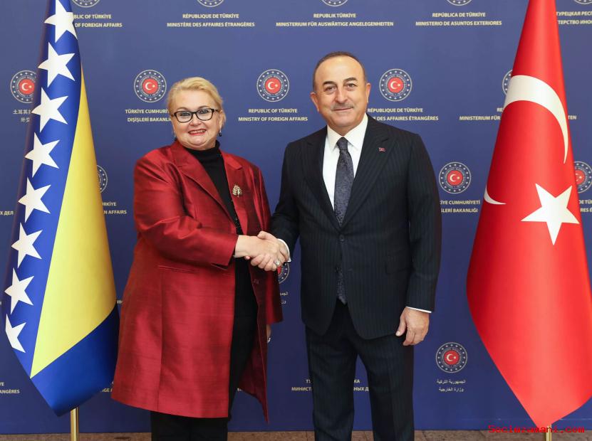 Dışişleri Bakanı Çavuşoğlu, Bosna-Hersekli mevkidaşı Bisera Turkoviç ile bir araya geldi