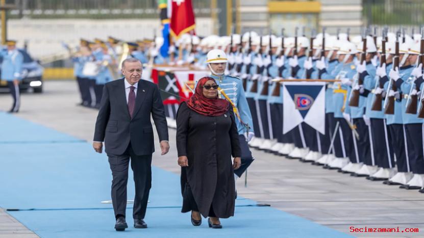 Cumhurbaşkanı Erdoğan, Tanzanya Cumhurbaşkanı Hassan'ı Resmi Törenle Karşıladı