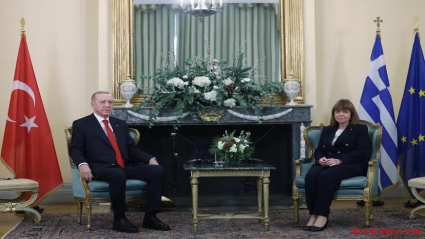 Cumhurbaşkanı Erdoğan, Yunanistan Cumhurbaşkanı Sakelaropulu İle Bir Araya Geldi