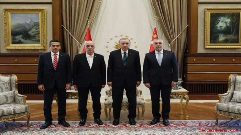 Cumhurbaşkanı Erdoğan, Çalışma Bakanı Işıkhan, Tisk Başkanı Akkol Ve Türk İş Başkanı Atalay'ı Kabul Etti